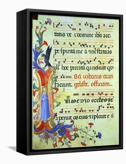 Historiated Initial "I" Depicting St. John the Evangelist-Fra Angelico-Framed Premier Image Canvas