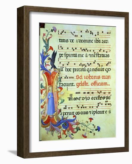 Historiated Initial "I" Depicting St. John the Evangelist-Fra Angelico-Framed Giclee Print