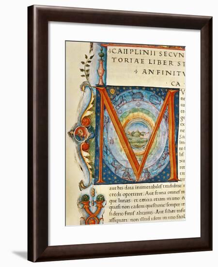 Historiated Initial 'M' Depicting the Heavens and the Signs of the Zodiac-null-Framed Giclee Print