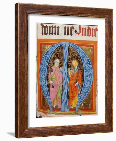 Historiated Initial 'M' with Saints Peter and Paul-German-Framed Giclee Print