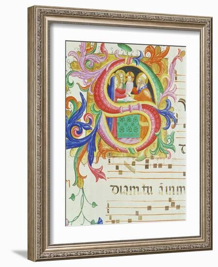 Historiated Initial "S" Depicting the Presentation in the Temple-Angelico & Strozzi-Framed Giclee Print