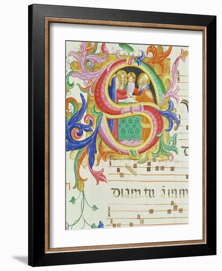Historiated Initial "S" Depicting the Presentation in the Temple-Angelico & Strozzi-Framed Giclee Print