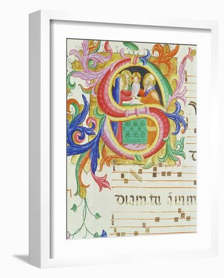 Historiated Initial "S" Depicting the Presentation in the Temple-Angelico & Strozzi-Framed Giclee Print