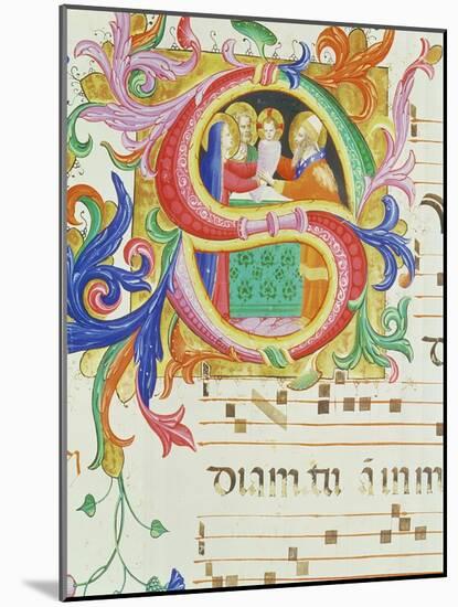 Historiated Initial "S" Depicting the Presentation in the Temple-Angelico & Strozzi-Mounted Giclee Print