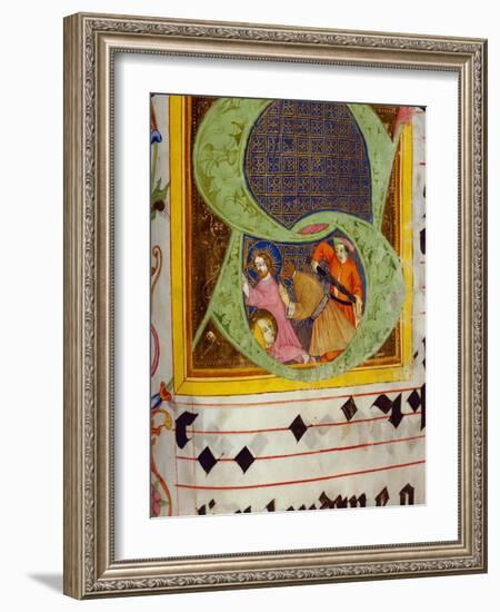 Historiated Initial 'S' with the Decollation of Saint John the Baptist-German-Framed Giclee Print