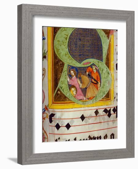 Historiated Initial 'S' with the Decollation of Saint John the Baptist-German-Framed Giclee Print