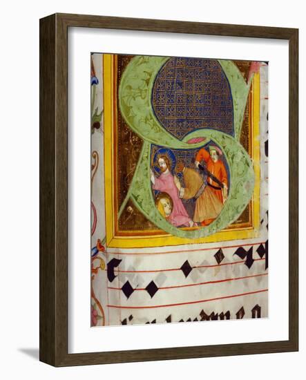 Historiated Initial 'S' with the Decollation of Saint John the Baptist-German-Framed Giclee Print