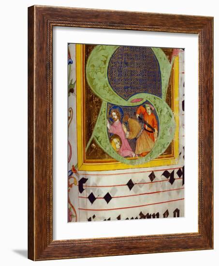 Historiated Initial 'S' with the Decollation of Saint John the Baptist-German-Framed Giclee Print