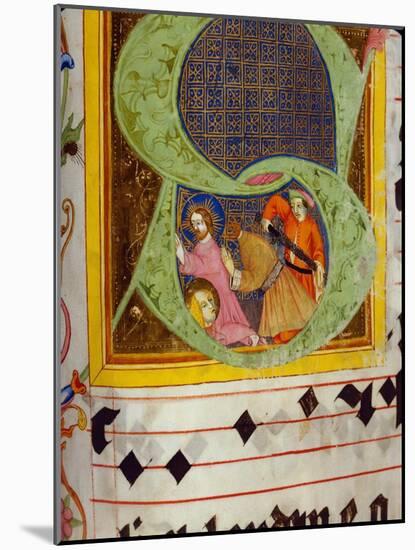 Historiated Initial 'S' with the Decollation of Saint John the Baptist-German-Mounted Giclee Print