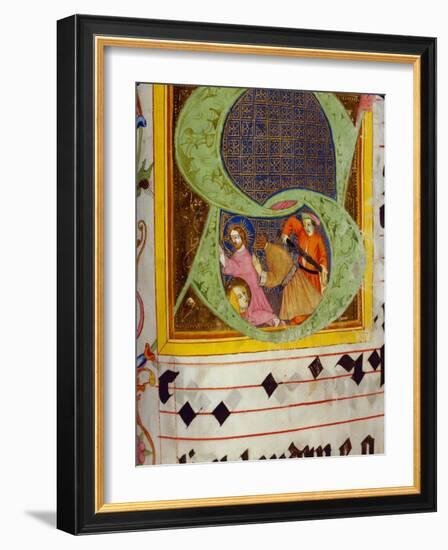 Historiated Initial 'S' with the Decollation of Saint John the Baptist-German-Framed Giclee Print