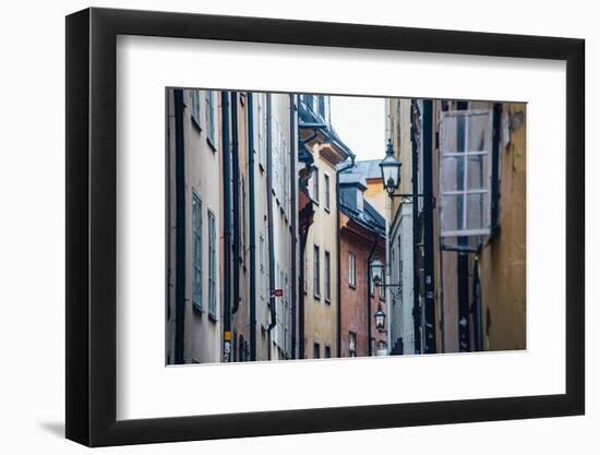 Historic and colorful buildings in Hell's Alley, Gamla Stan, Stockholm, Sweden, Scandinavia, Europe-Jon Reaves-Framed Photographic Print