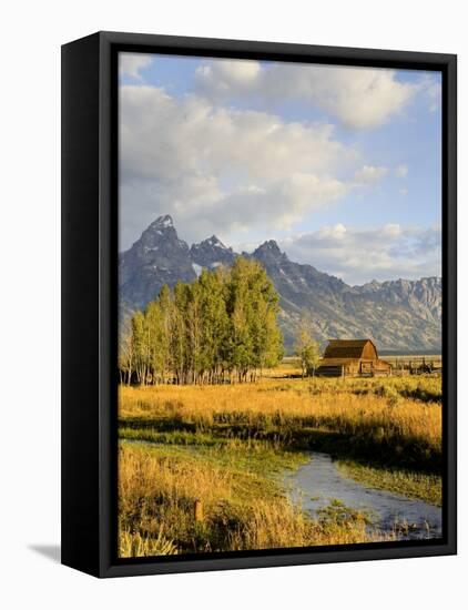 Historic Barn, Mormon Row and Teton Mountain Range, Grand Teton National Park, Wyoming, USA-Michele Falzone-Framed Premier Image Canvas