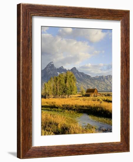 Historic Barn, Mormon Row and Teton Mountain Range, Grand Teton National Park, Wyoming, USA-Michele Falzone-Framed Photographic Print