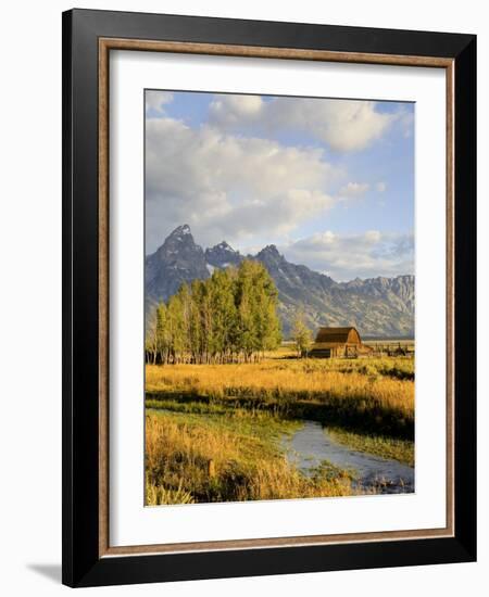 Historic Barn, Mormon Row and Teton Mountain Range, Grand Teton National Park, Wyoming, USA-Michele Falzone-Framed Photographic Print