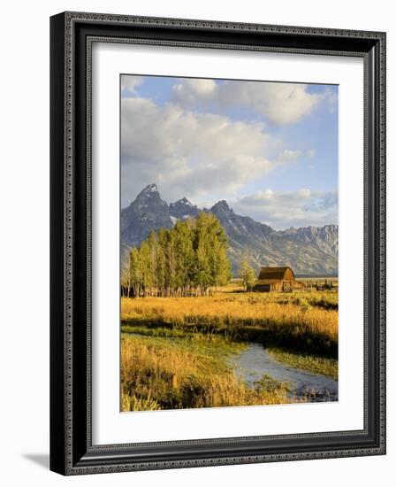 Historic Barn, Mormon Row and Teton Mountain Range, Grand Teton National Park, Wyoming, USA-Michele Falzone-Framed Photographic Print