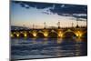 Historic Bridge Pont De Pierre over the Garonne River at Sunset, Bordeaux, Aquitaine, France-Michael Runkel-Mounted Photographic Print