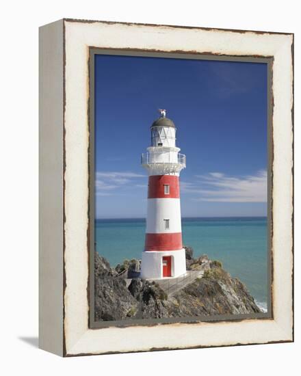 Historic Cape Palliser Lighthouse (1897), Wairarapa, North Island, New Zealand-David Wall-Framed Premier Image Canvas