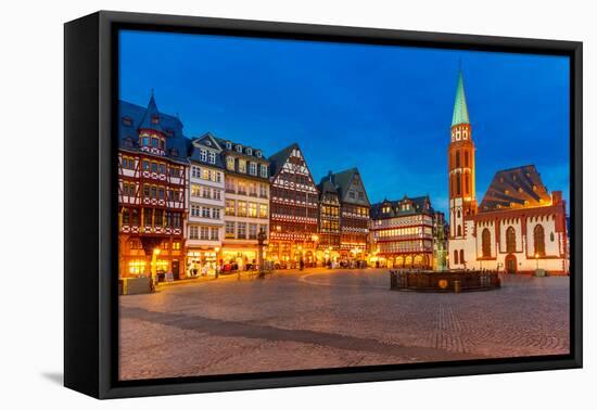 Historic Center of Frankfurt at Dusk-sborisov-Framed Premier Image Canvas