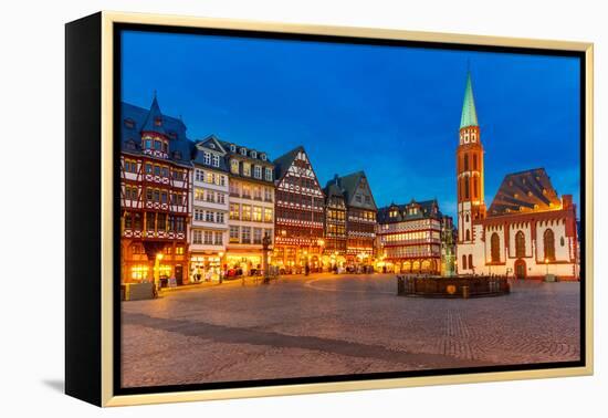 Historic Center of Frankfurt at Dusk-sborisov-Framed Premier Image Canvas