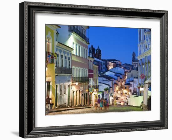 Historic Centre at Dusk, Pelourinho, Salvador, Bahia, Brazil-Peter Adams-Framed Photographic Print