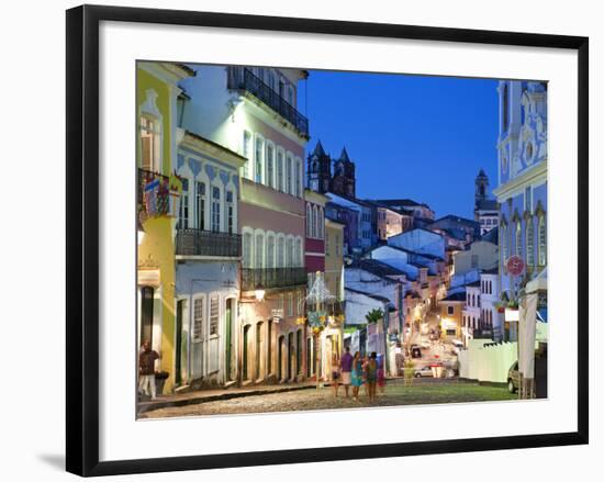 Historic Centre at Dusk, Pelourinho, Salvador, Bahia, Brazil-Peter Adams-Framed Photographic Print