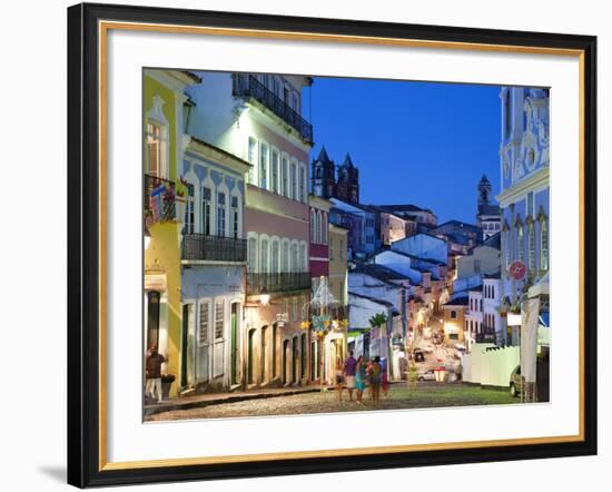 Historic Centre at Dusk, Pelourinho, Salvador, Bahia, Brazil-Peter Adams-Framed Photographic Print