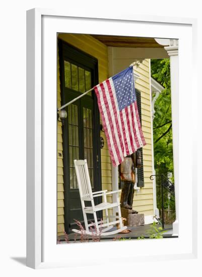 Historic Cooperstown House with Flag, Cooperstown, New York, USA-Cindy Miller Hopkins-Framed Photographic Print