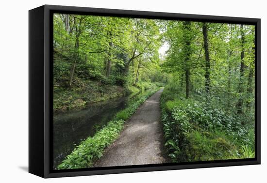 Historic Cromford Canal and Tow Path in Spring-Eleanor Scriven-Framed Premier Image Canvas
