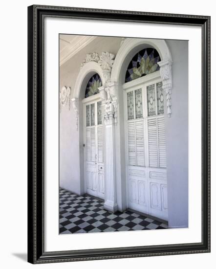 Historic District Doors with Stucco Decor and Tiled Floor, Puerto Rico-Michele Molinari-Framed Photographic Print