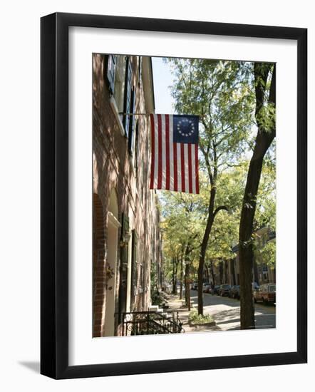 Historic Flag, Society Hill, Philadelphia, Pennsylvania, USA-Ken Gillham-Framed Photographic Print
