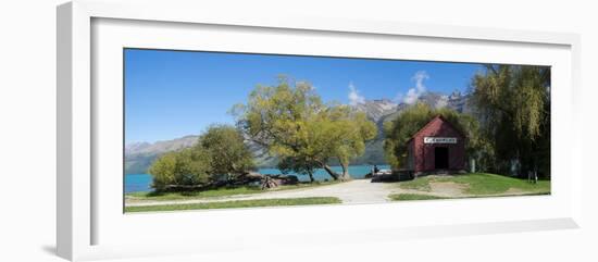 Historic Glenorchy receiving barn at pier on Lake Wakatipu, Otago Region, South Island, New Zealand-null-Framed Photographic Print