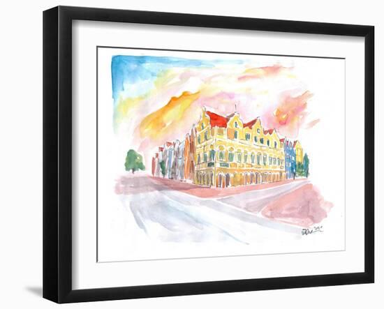 Historic Handelskade Willemstad Curacao at Sunrise-M. Bleichner-Framed Art Print