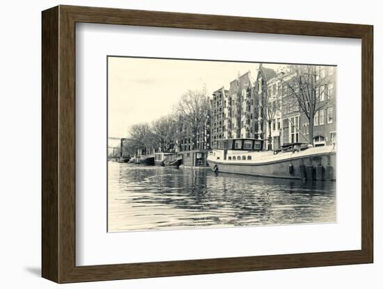 Historic Houses and Boats Along a Canal, Netherlands-Sheila Haddad-Framed Photographic Print