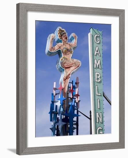 Historic Lucky Lady Neon Sign on Fremont Street, Las Vegas, Nevada-Richard Cummins-Framed Photographic Print