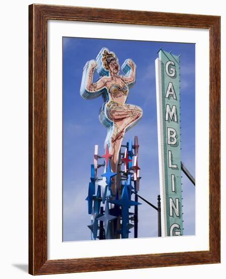 Historic Lucky Lady Neon Sign on Fremont Street, Las Vegas, Nevada-Richard Cummins-Framed Photographic Print