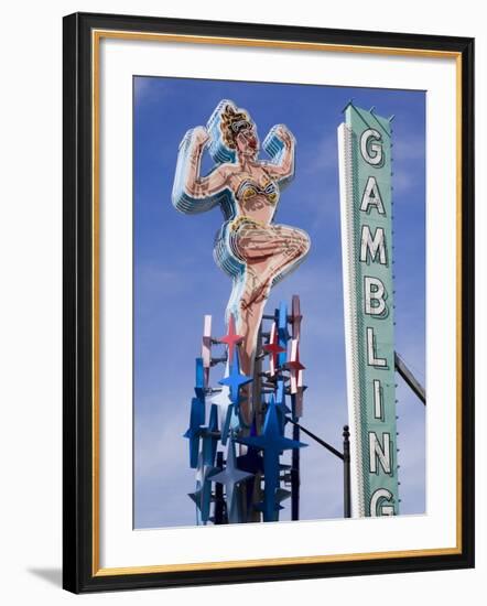 Historic Lucky Lady Neon Sign on Fremont Street, Las Vegas, Nevada-Richard Cummins-Framed Photographic Print