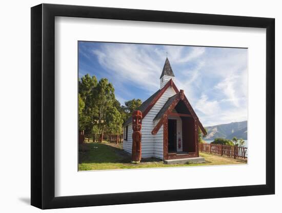 Historic Maori church on hillside above Akaroa Harbour, Onuku, near Akaroa, Banks Peninsula, Canter-Ruth Tomlinson-Framed Photographic Print