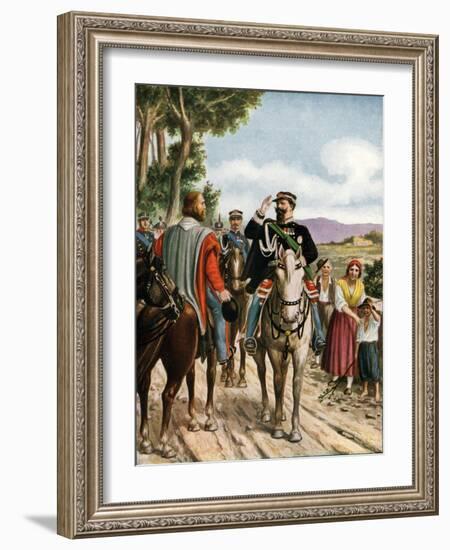 Historic Meeting at Teano Between Victor Emmanuel II and Garibaldi, 1860-Tancredi Scarpelli-Framed Giclee Print