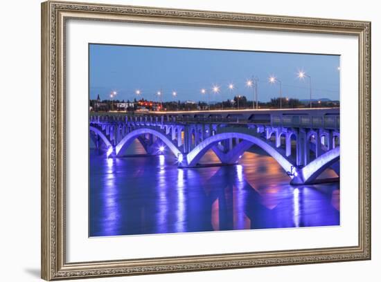 Historic Ninth Street Bridge, Missouri River in Great Falls, Montana, USA-Chuck Haney-Framed Photographic Print