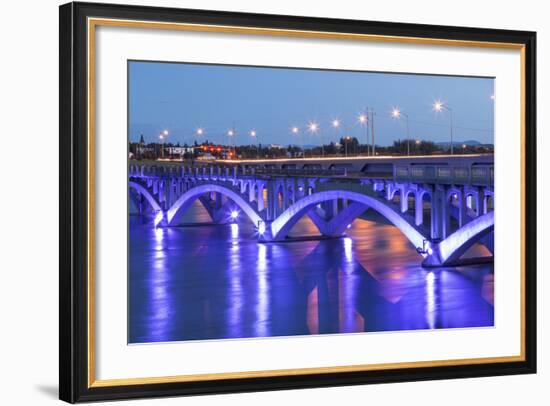 Historic Ninth Street Bridge, Missouri River in Great Falls, Montana, USA-Chuck Haney-Framed Photographic Print