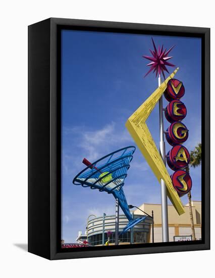 Historic Oscar's Martini Neon Sign on Fremont Street, Las Vegas, Nevada-Richard Cummins-Framed Premier Image Canvas