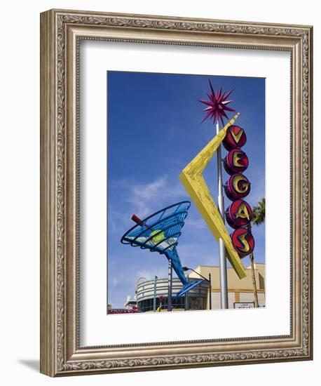 Historic Oscar's Martini Neon Sign on Fremont Street, Las Vegas, Nevada-Richard Cummins-Framed Photographic Print