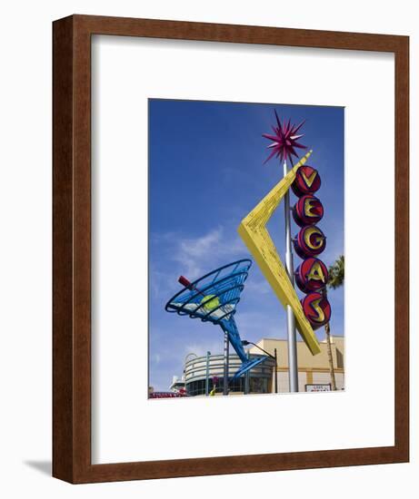 Historic Oscar's Martini Neon Sign on Fremont Street, Las Vegas, Nevada-Richard Cummins-Framed Photographic Print