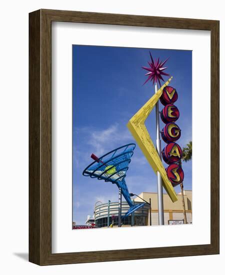 Historic Oscar's Martini Neon Sign on Fremont Street, Las Vegas, Nevada-Richard Cummins-Framed Photographic Print