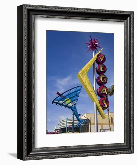 Historic Oscar's Martini Neon Sign on Fremont Street, Las Vegas, Nevada-Richard Cummins-Framed Photographic Print