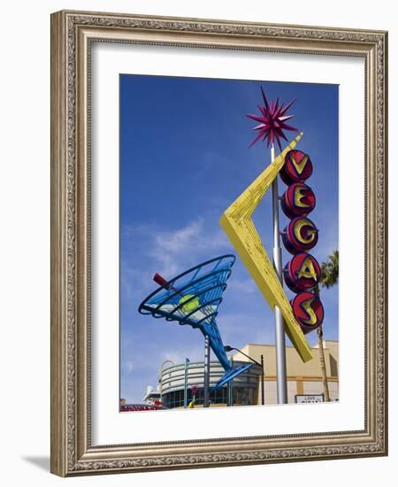 Historic Oscar's Martini Neon Sign on Fremont Street, Las Vegas, Nevada-Richard Cummins-Framed Photographic Print