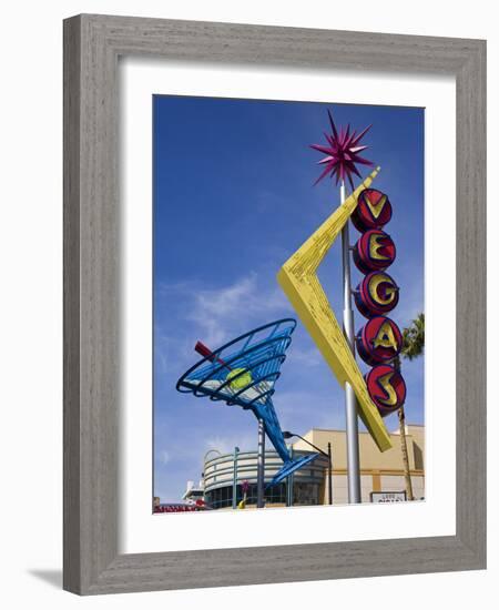 Historic Oscar's Martini Neon Sign on Fremont Street, Las Vegas, Nevada-Richard Cummins-Framed Photographic Print