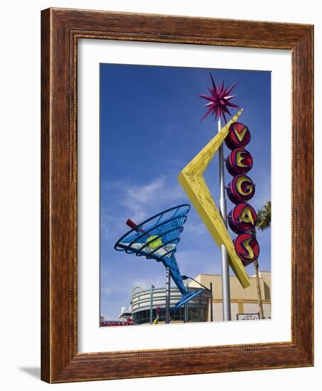 Historic Oscar's Martini Neon Sign on Fremont Street, Las Vegas, Nevada-Richard Cummins-Framed Photographic Print