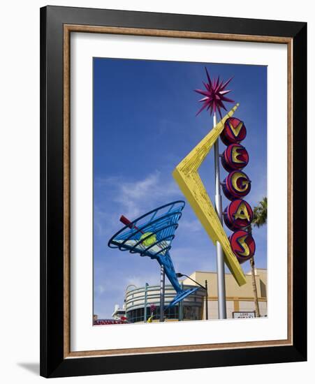 Historic Oscar's Martini Neon Sign on Fremont Street, Las Vegas, Nevada-Richard Cummins-Framed Photographic Print