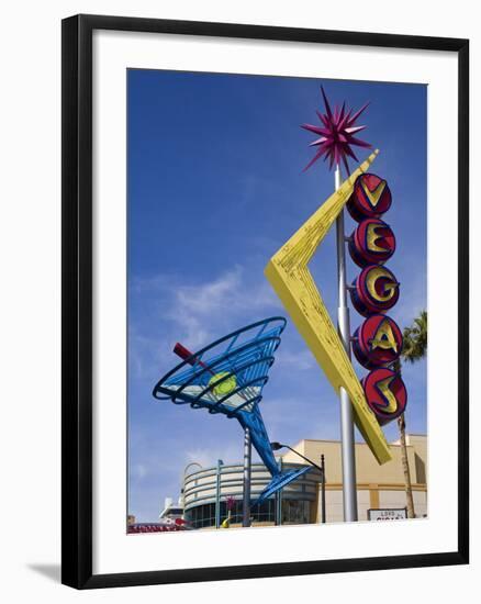 Historic Oscar's Martini Neon Sign on Fremont Street, Las Vegas, Nevada-Richard Cummins-Framed Photographic Print